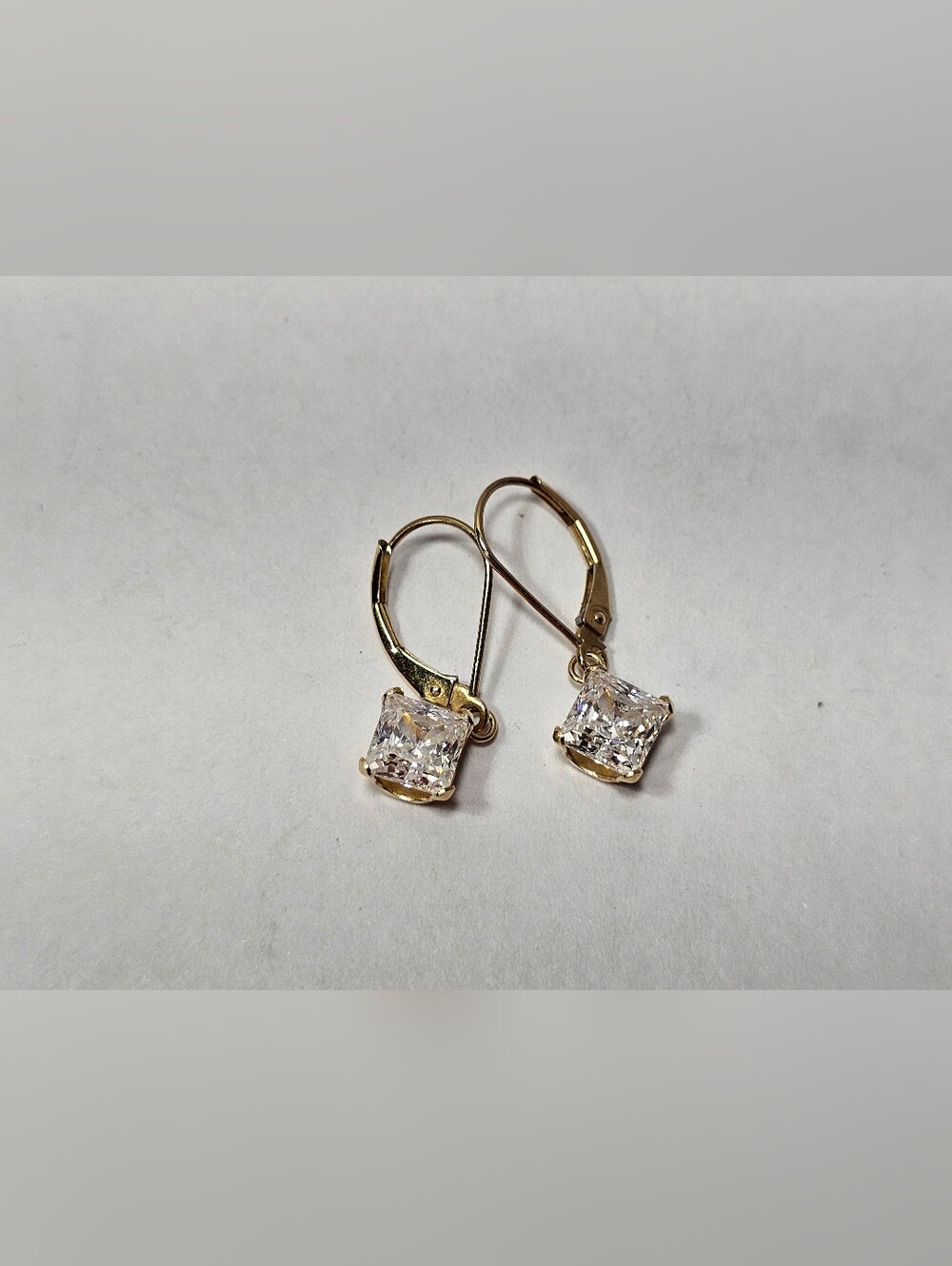14k Yellow Gold and CZ Lever Backs